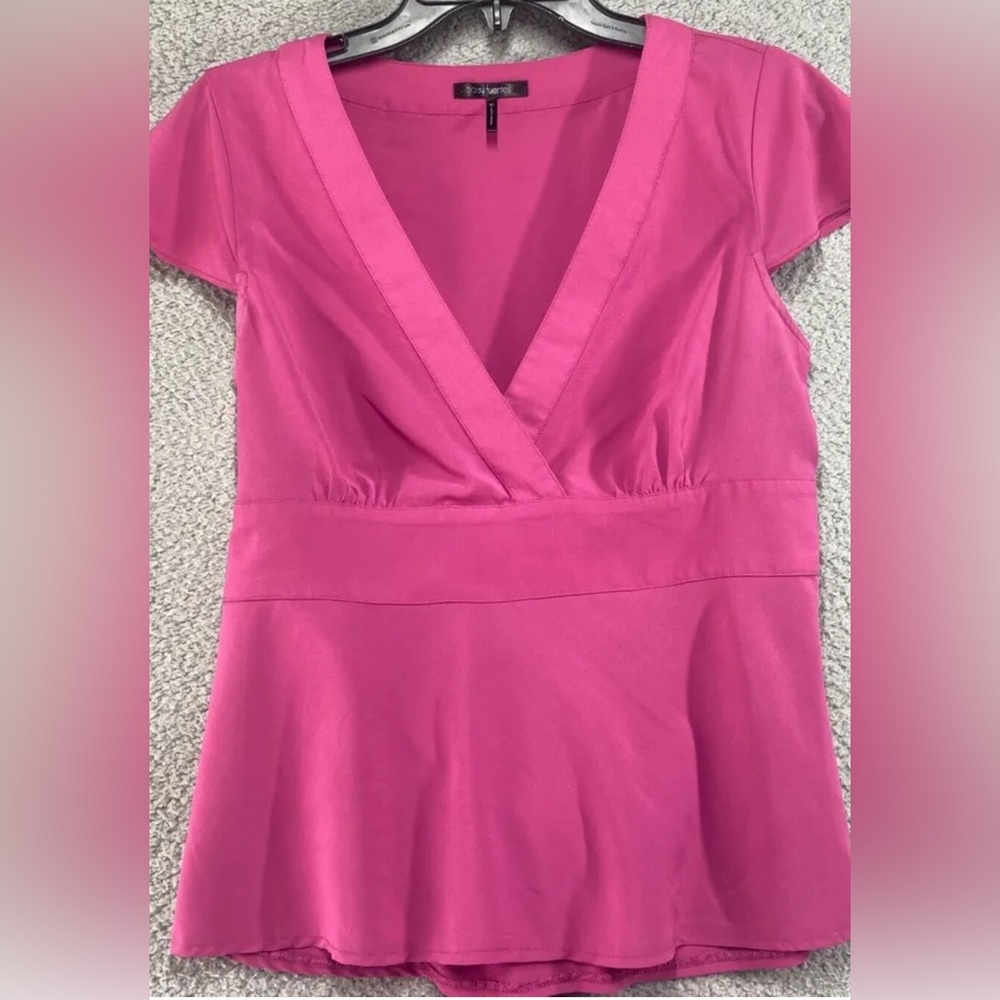 Daisy Fuentes Womens Pink Short Sleeve Tie Back Blouse